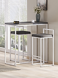 2 Li Sandelye Ve Bar Masası Takımı Beyaz Antrasit