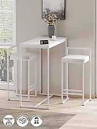 2 Li Sandelye Ve Bar Masası Takımı Beyaz Beyaz