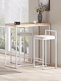 2 Li Sandelye Ve Bar Masası Takımı Beyaz Atlantikçam