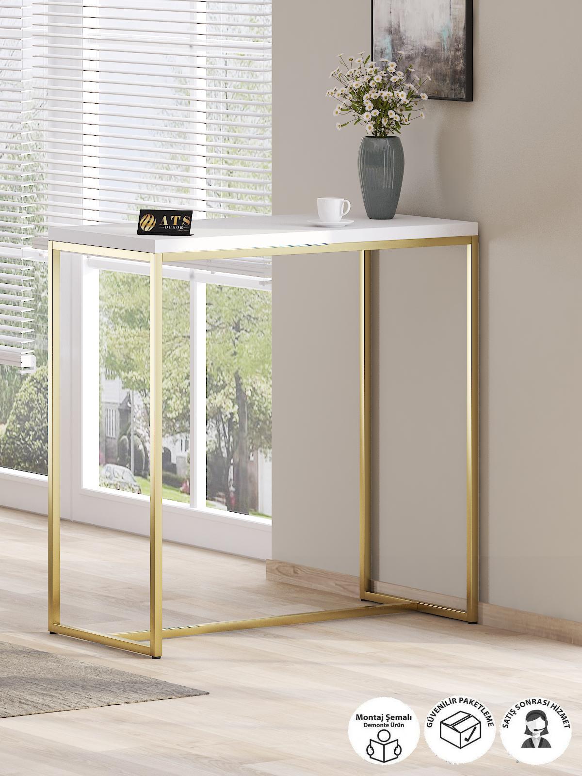 Bar Masası & Mutfak Adası  Gold Beyaz